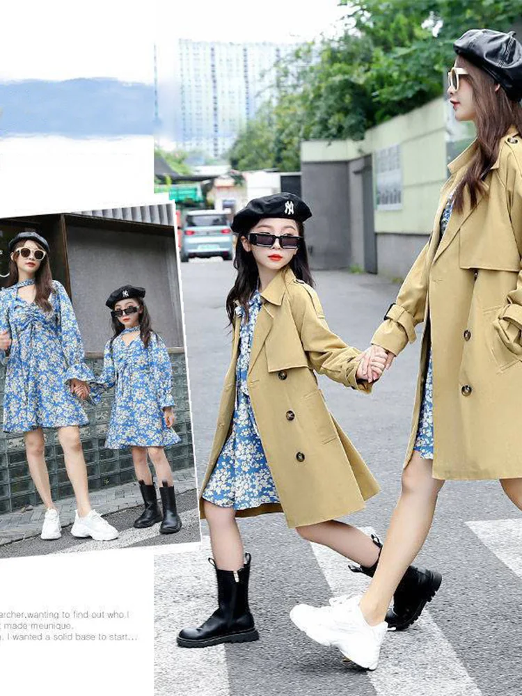 High-end Parent-child Windbreaker 2022 New Spring and Autumn Korean Version Fashion Casual Coat Mother and Daughter Trend