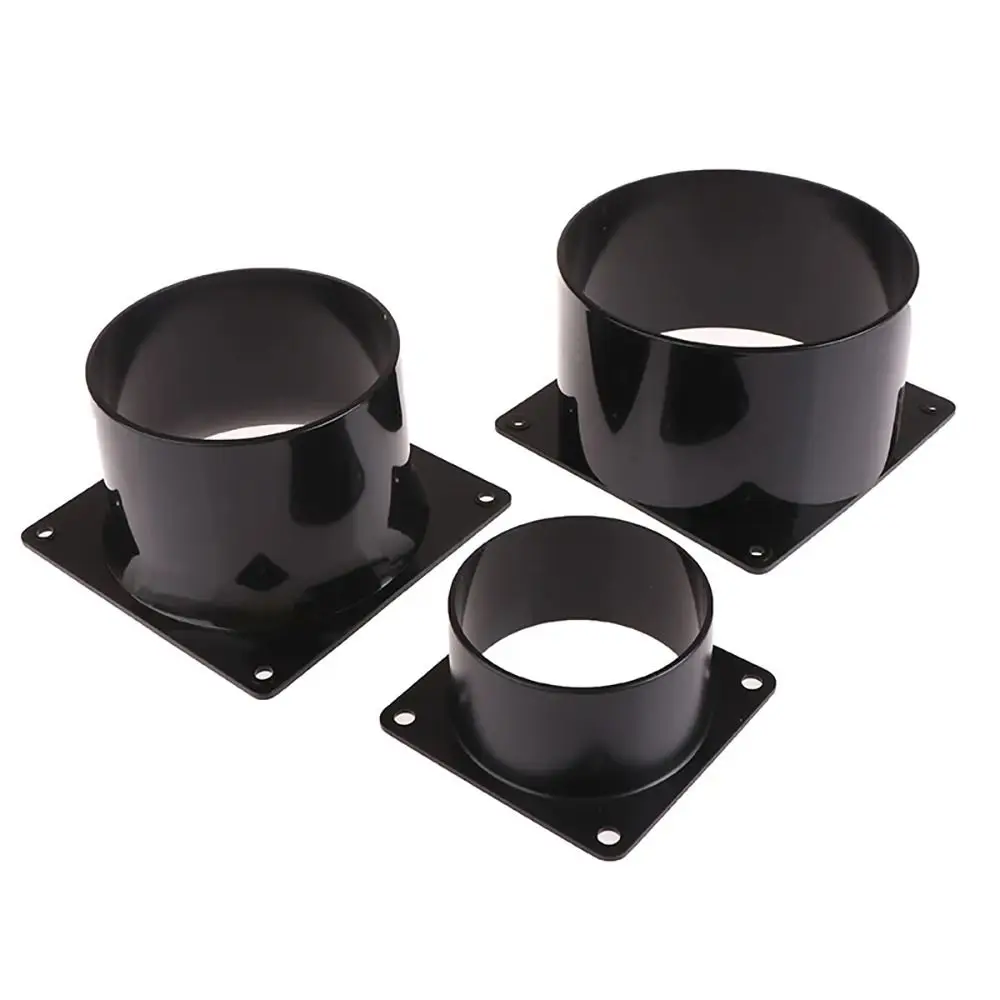 75/100/120/150mm Black Flange Connector ABS Square Bottom Straight Flange Air Inlet And Outlet Air Ducting Connection Flange