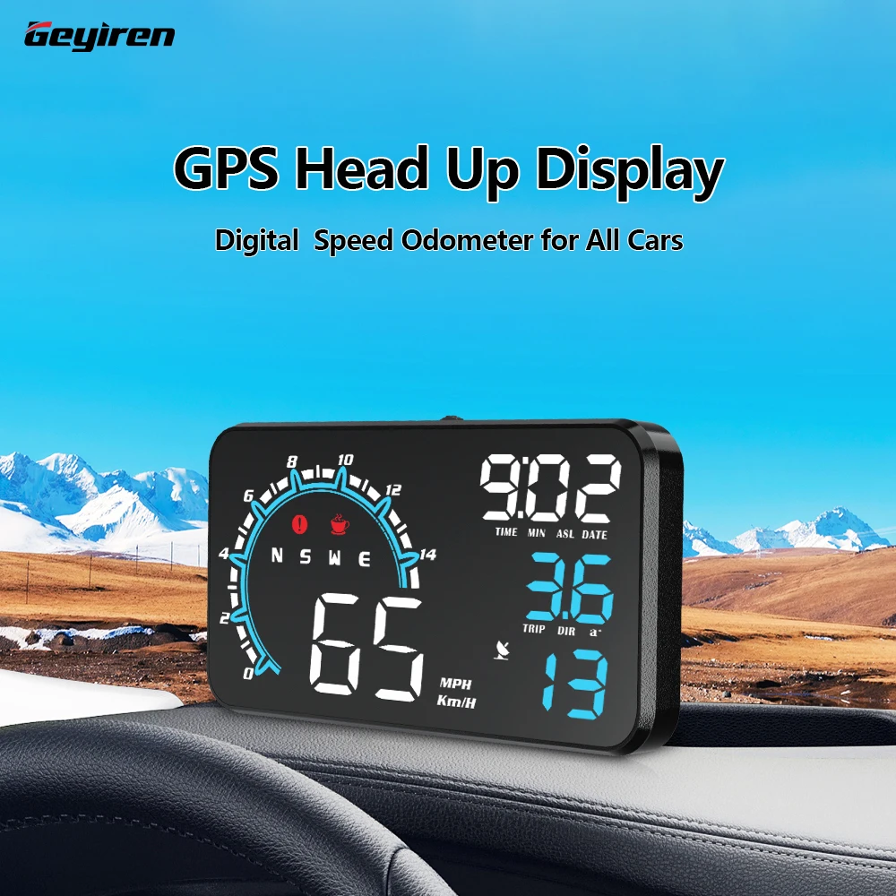 

Geyiren G11 Car HUD Head Up Display GPS Digital Speedometer Over Speed Alarm Clock Odometer Auto Accessories Fit All Cars