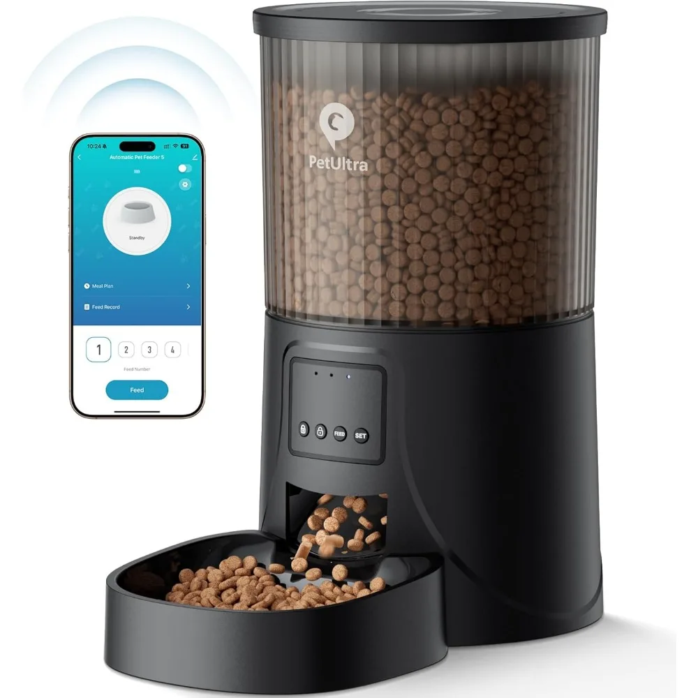 

Автоматическая кормушка для кошек с Wi-Fi и управлением через приложение, двойное питание, простая установка для маленьких домашних животных