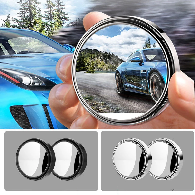 

2pcs Car Round Frame Convex Blind Spot Mirror Wide-angle 360 Degree Adjustable Clear Rearview Auxiliary Mirror Car Accessories