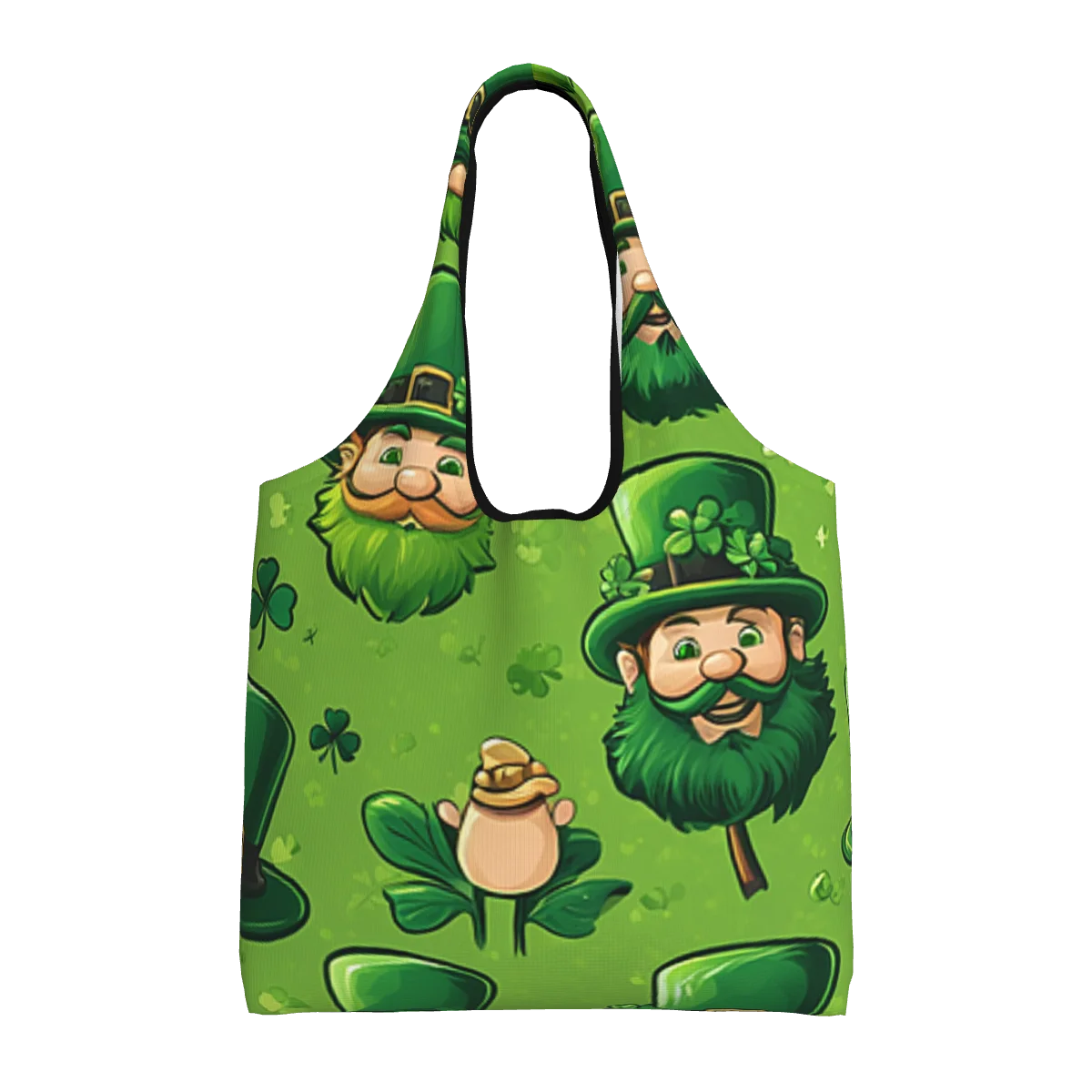 حقائب تسوق مخصصة من سانت باتريك قابلة لإعادة الاستخدام من القماش الكرتوني وحقائب كتف للمتسوقين
