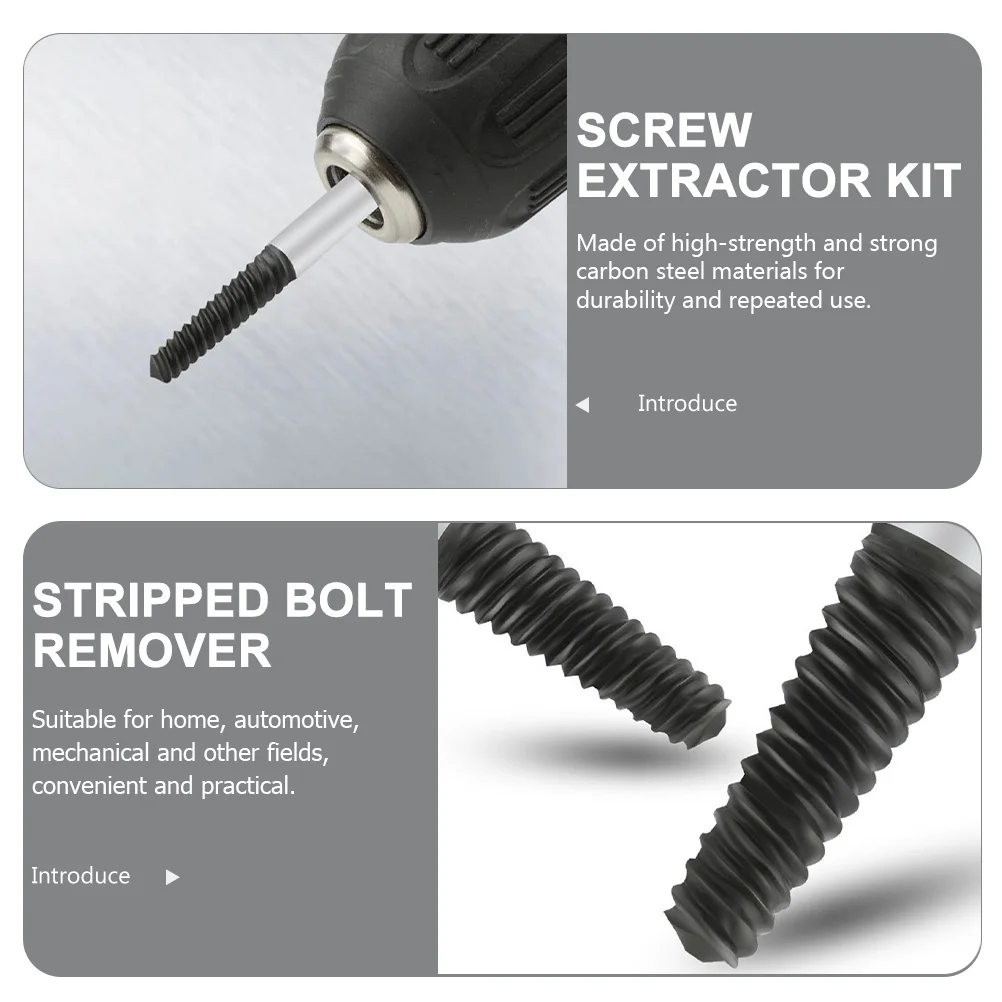 

5Pcs Screw Extractor Set Compact Carbon Steel Stripped Screw Remover Broken Bolt Extraction Kit Bolt Extractor Kit