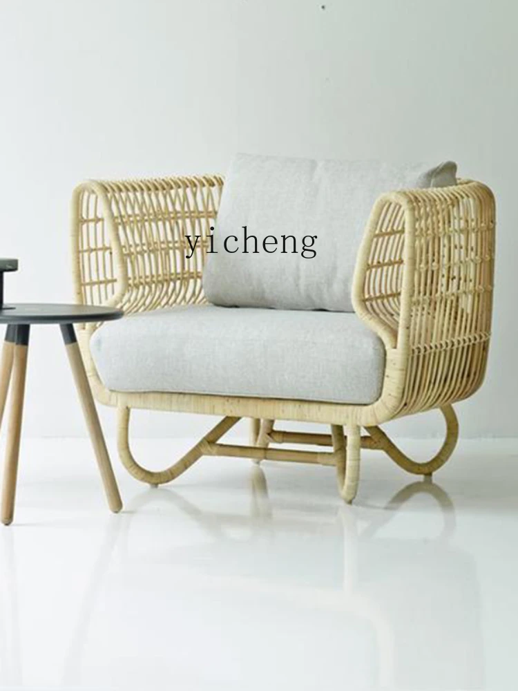 ZK Nordic Rattan Sofa Creative Sunshine Room Leisure Living Room Armchair B & B Sofa Combination