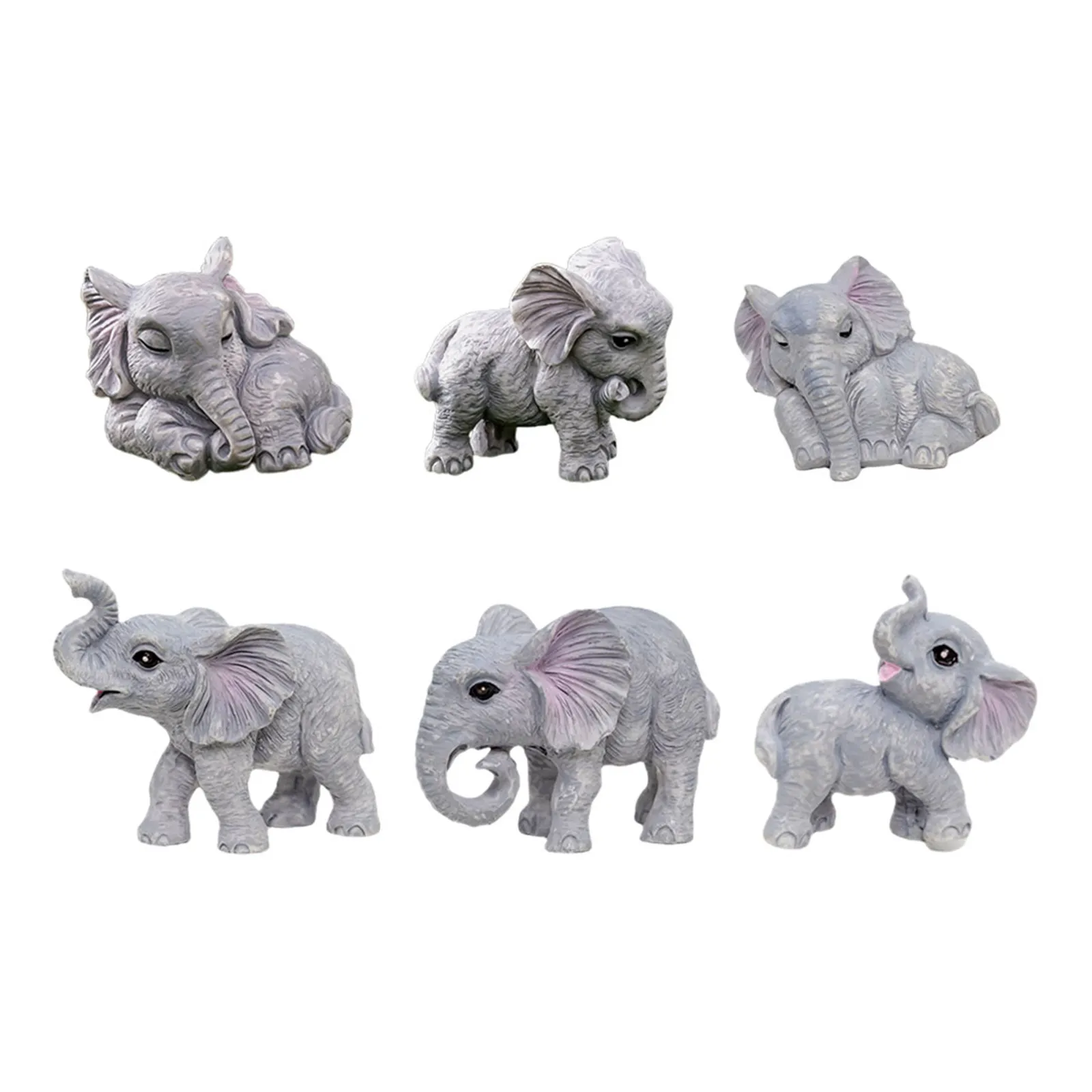Adorable Resin Elephant Statue Micro Landscape Accessory Cute Animal Ornament for Desktop Cake Flowerpot Garden Decor