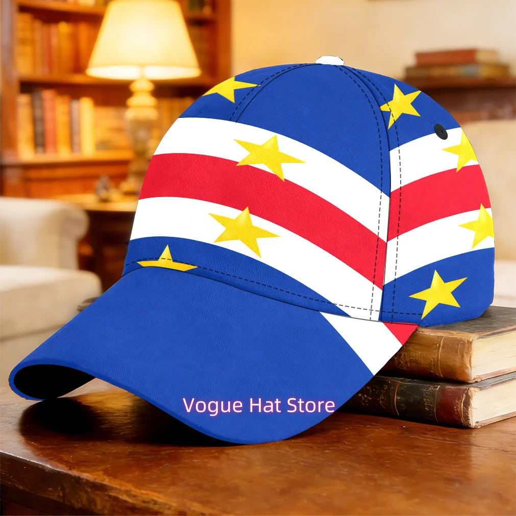 1pc-2D Print Flag of Cape Verde Pattern Baseball Cap Classic Graduation Gift Full Print Pattern Fishing Vacation Dad Hat Birthda