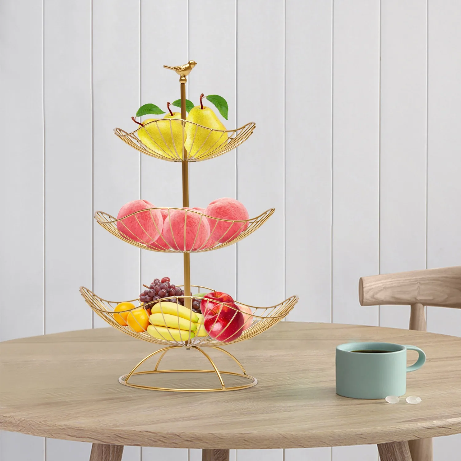 Fruit Stand 3-Tier Decorative Fruit Basket Fruit Basket for Kitchen and Living Room, Fruit Plate Size: 20 Cm 25 Cm 31 Cm