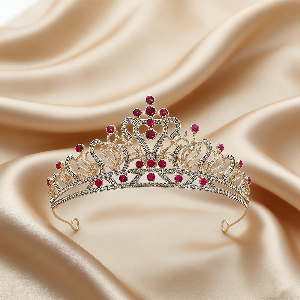9styles Dazzling Luxurious Colored Gemstones European American Brides' Crowns Princess Baroque Wedding Dresses Elegant Headwear