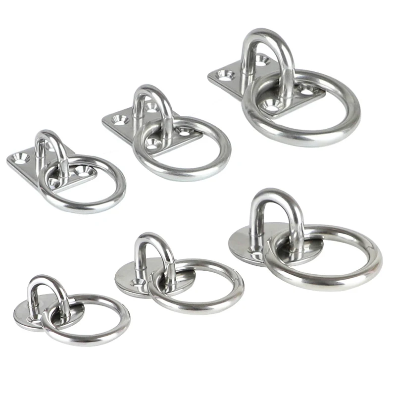 Eye Hooks Heavy Duty,Garden Shed Hooks,1pcs Eye Plate Marine Hardware Staple Ring Hook Loop Stainless Steel Pad Eye Plate Hooks