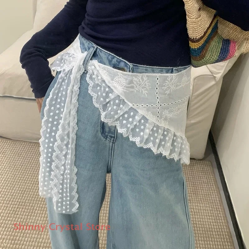Korean Lace Headband Triangle Scarf Headscarf Western Style Mixed Overlapping Triangle Scarf Half Body Skirt Butt Curtain Female
