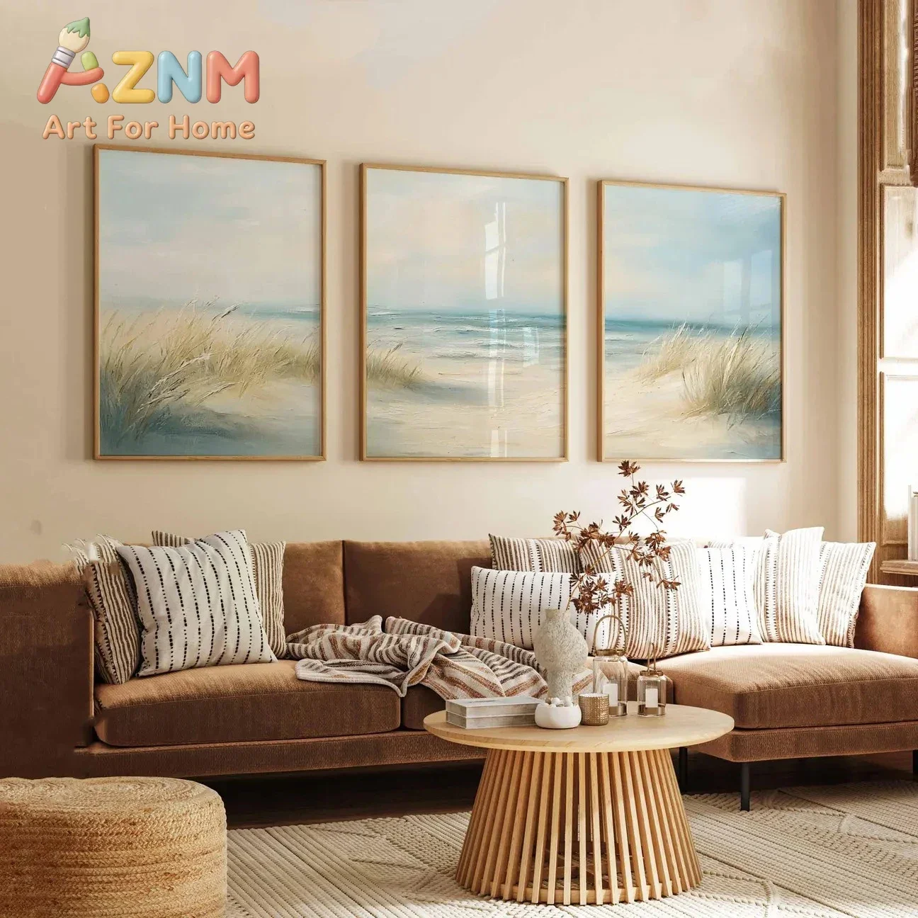 1pc frameless Coastal Dunes Art Print Set Warm Blue Tones Wall Decoration Beach Triptych Coastline Canvas Print Art Poster Home