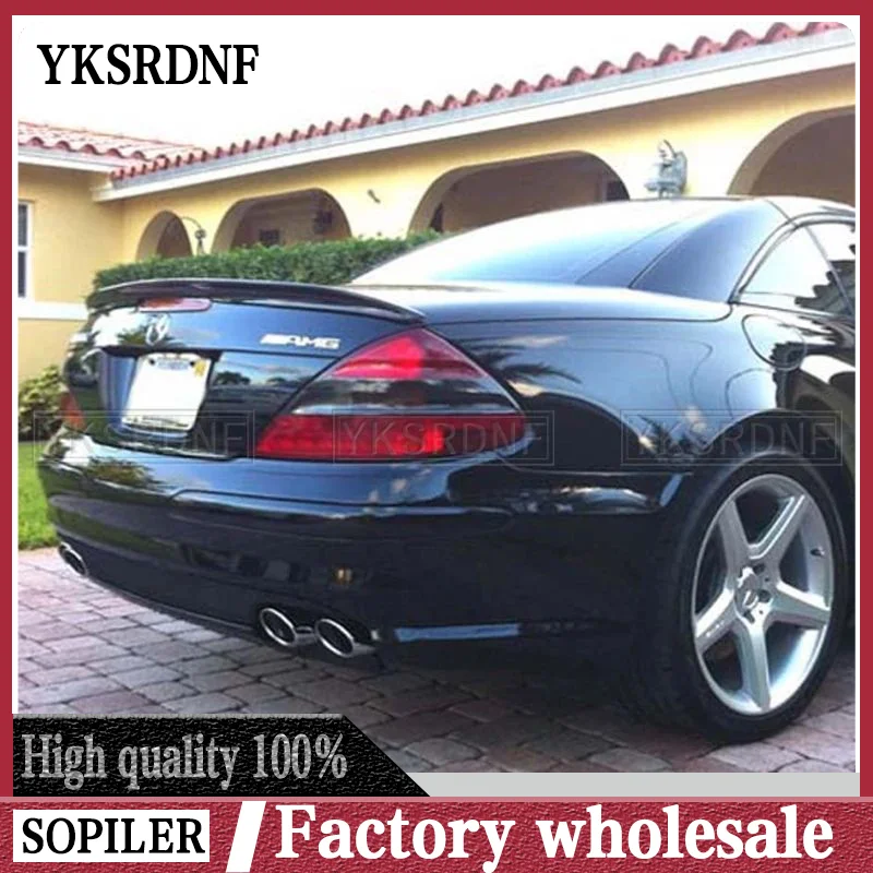 For Mercedes-Benz SL-Class R230 SL350 SL500 SL55 SL63 2006 -2012 FRP Unpainted Real Carbon Fiber Spoiler Trunk Boot Wing Spoiler