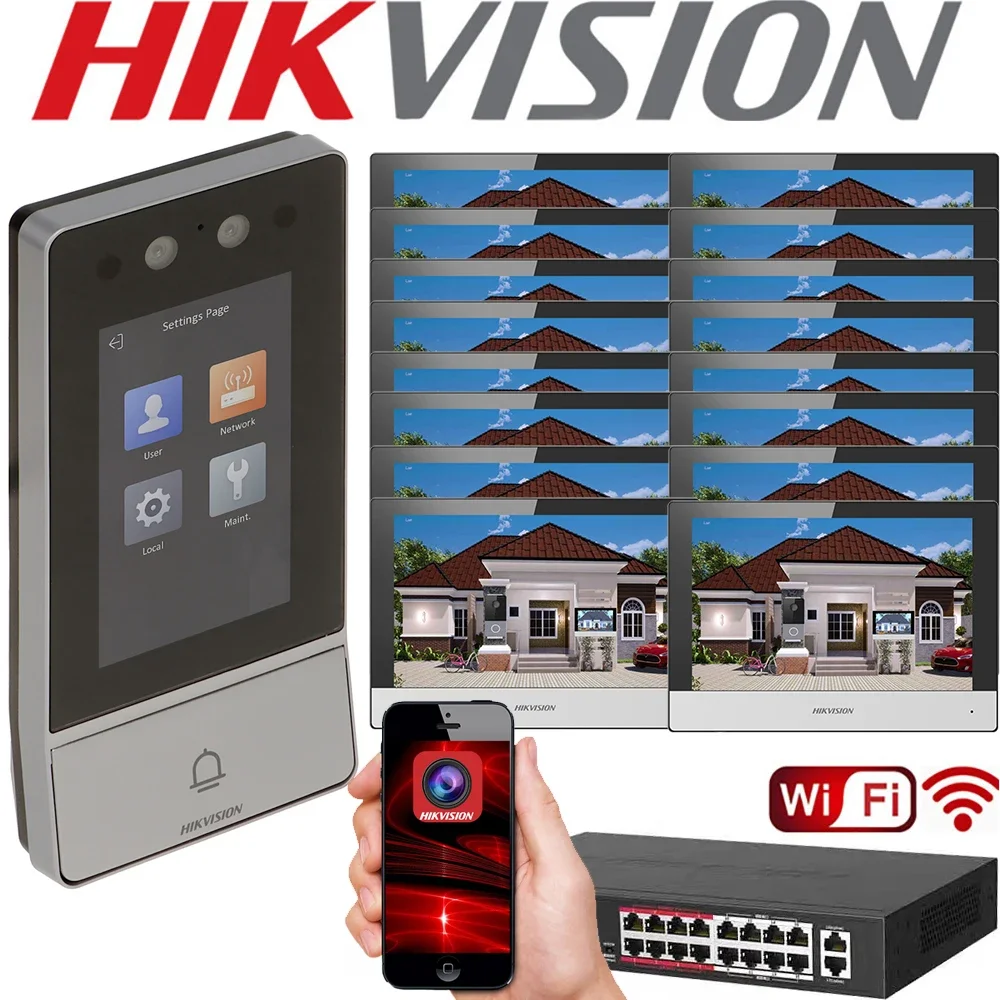 Hikvision DS-KV9503-WBE1 Metal Vandal-Resistant wifi RFID Facial Recognition IP Villa Door Station with DS-KH6320-WTE1 monitor