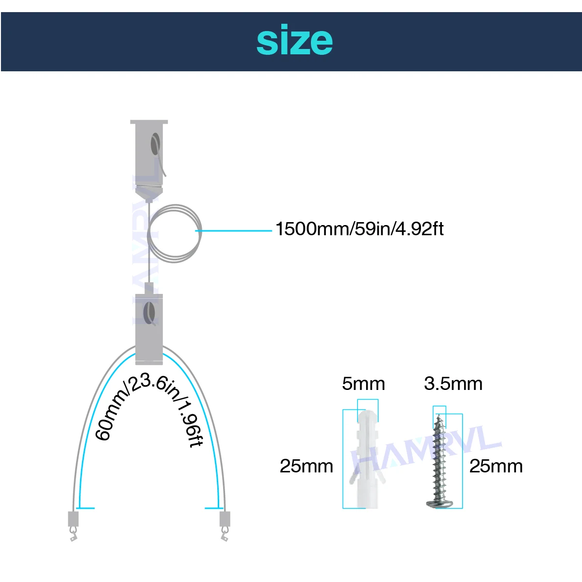 2Set 1.5M Lights Suspension Kit Adjustable Luminaire Hanging Wire Steel Cable for Aquarium LED Ceiling lamp Billboard Chandelier view 5