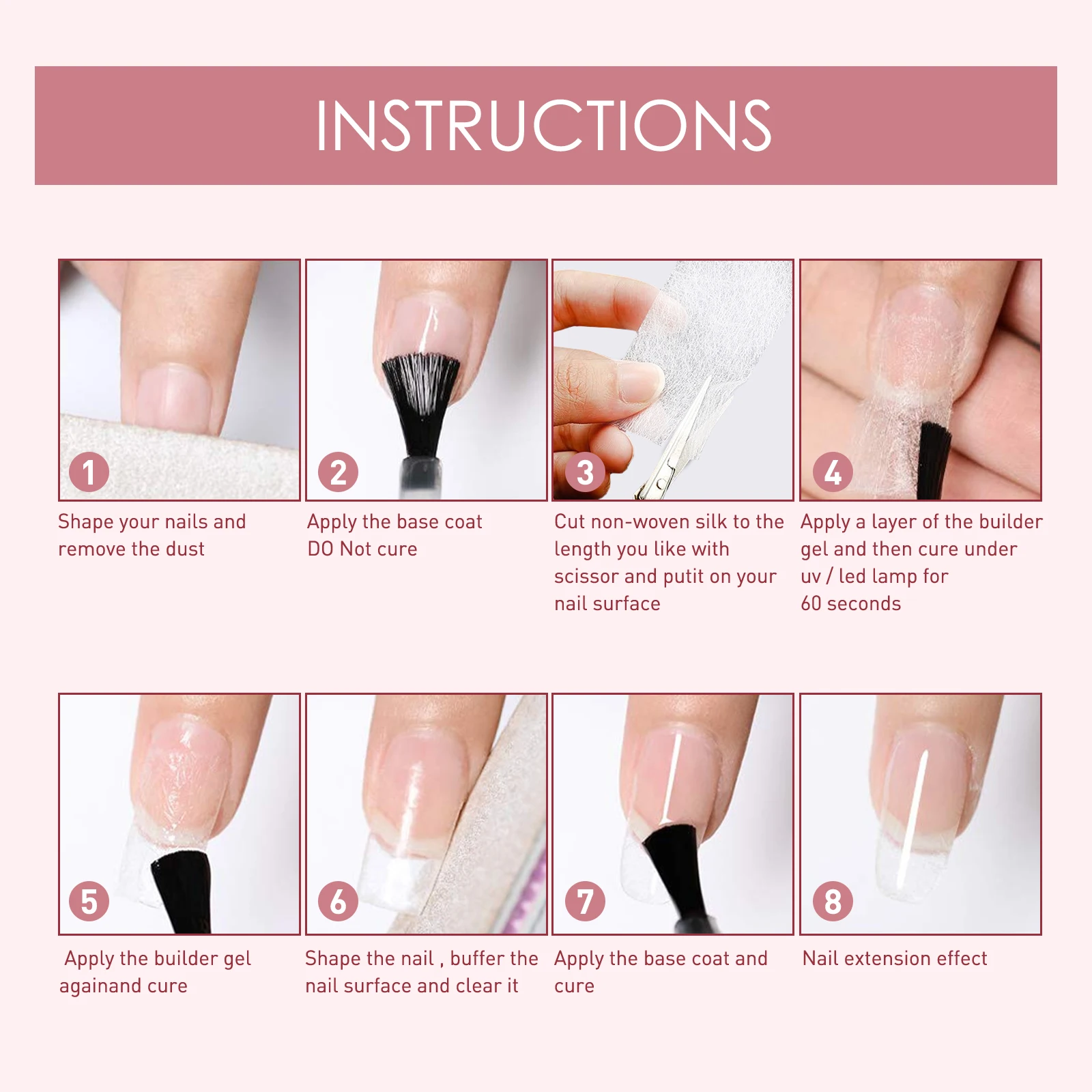Solid Nail Glue Gel Strong Adhesive Nail Extension Silk Fiberglass Non-woven Cracked Repair UV Gel Harmless for False Nail Tips view 6