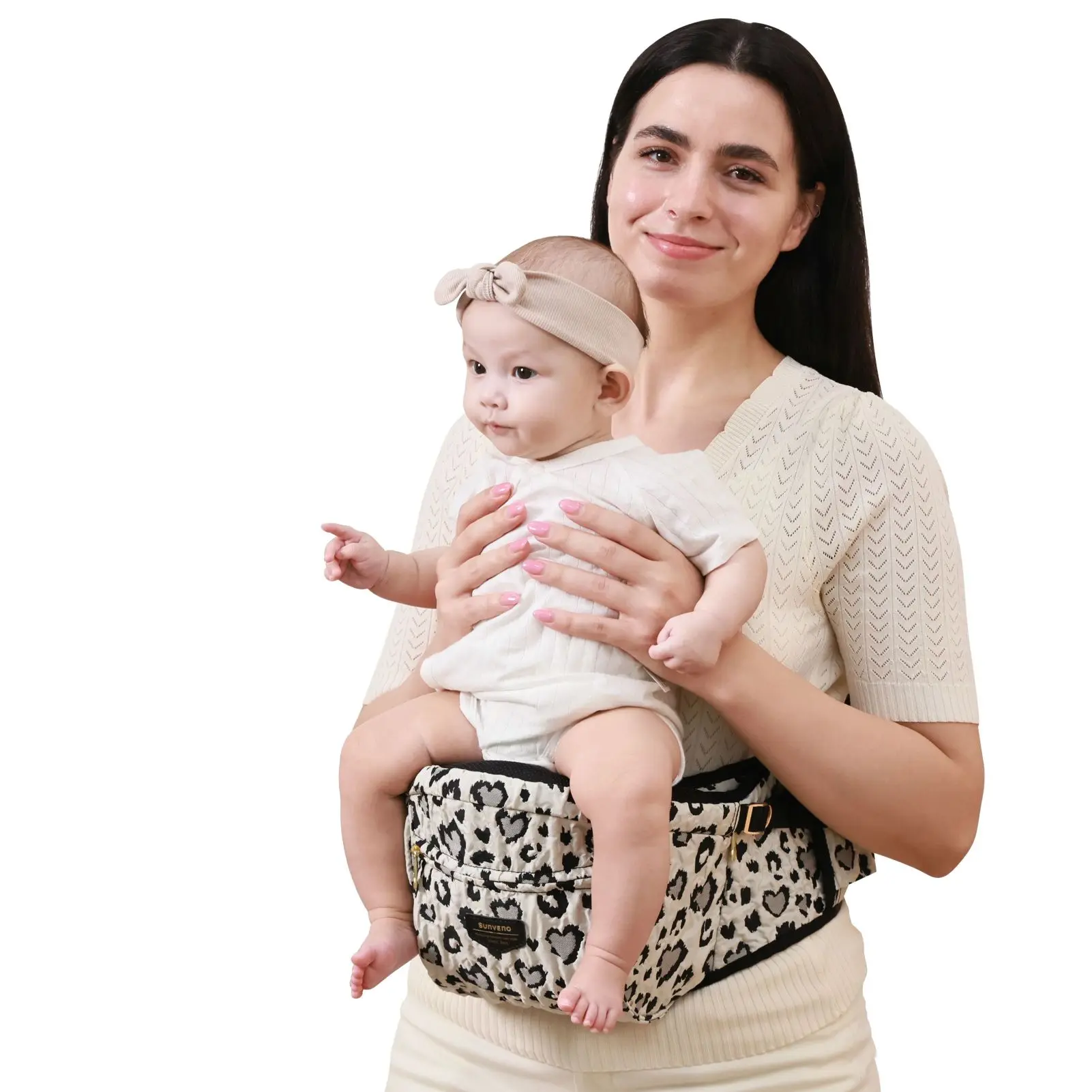

SUNVENO Baby Carrier Fashion Leopard Print Waist Stool Non-Slip Hip Seat Surface for 3-36months Newborns & Toddlers