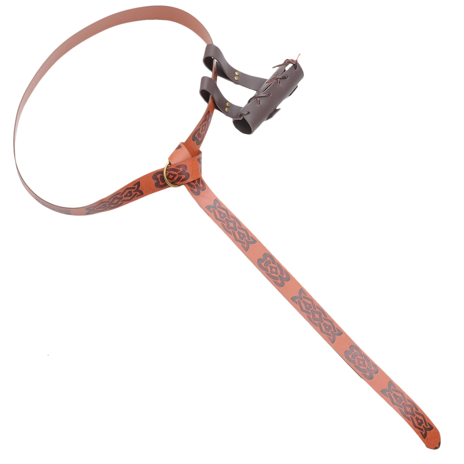 Cinto de pu em relevo marrom, renascentista medieval, 190cm, com bainha de espada, para cavaleiro viking, acessórios de fantasia, palco
