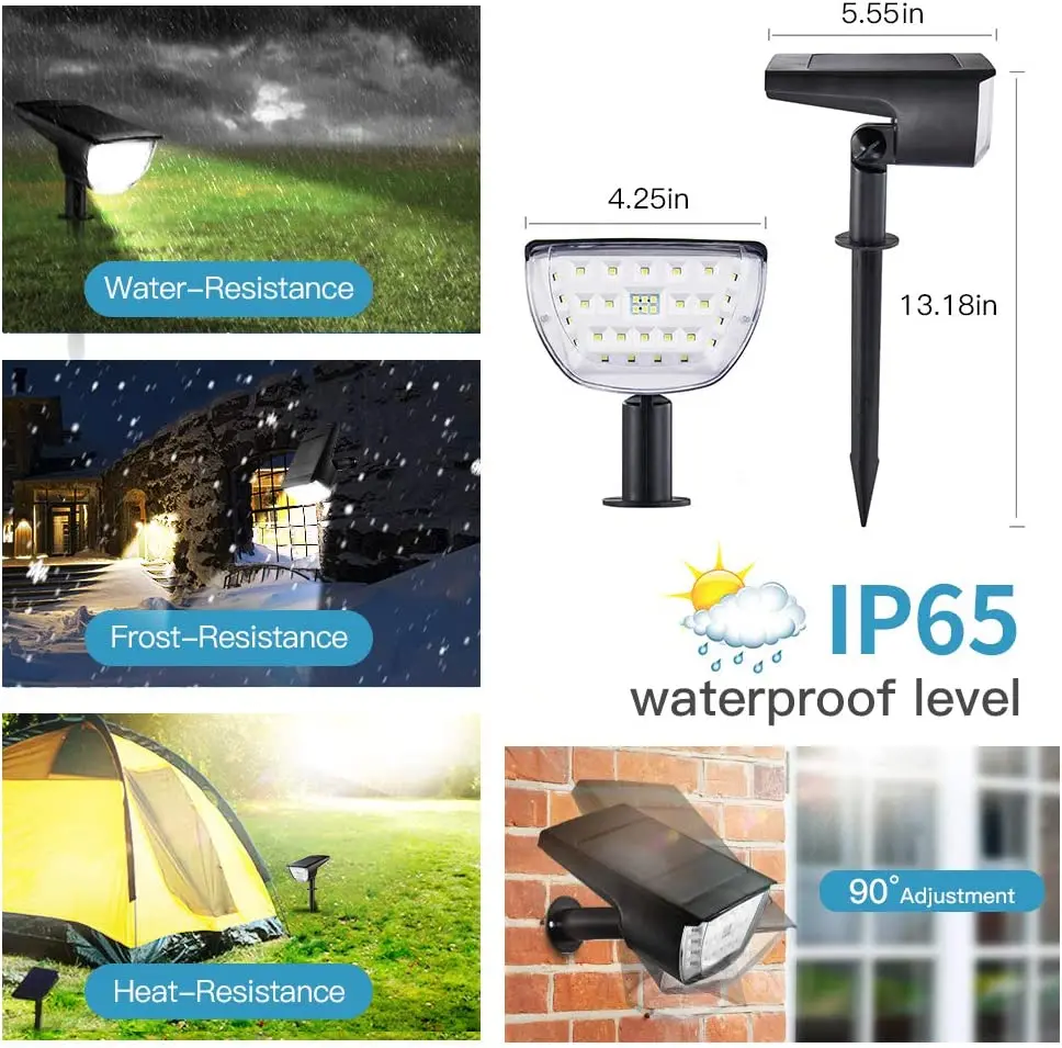 Solar Landscape Spot Lights Outdoor 32 LED IP65 Waterproof Solar Powered Wall Lights Garden Lights for Yard Driveway Walkway