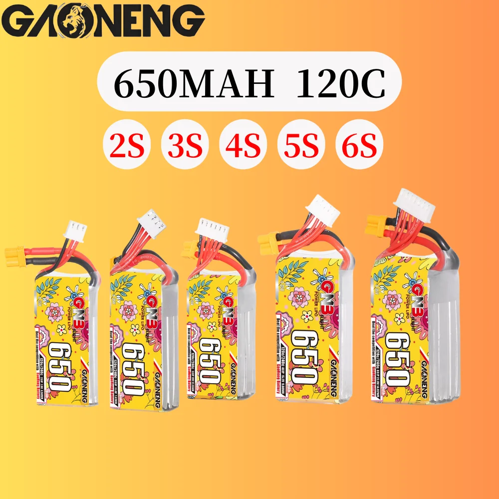 

Gaoneng GNB 650mAh 2S 7.6V 3S 11.4V 4S 15.2V 5S 19.0V 6S 22.8V 120C Lipo Battery With XT30 Plug for RC FPV Racing Drone