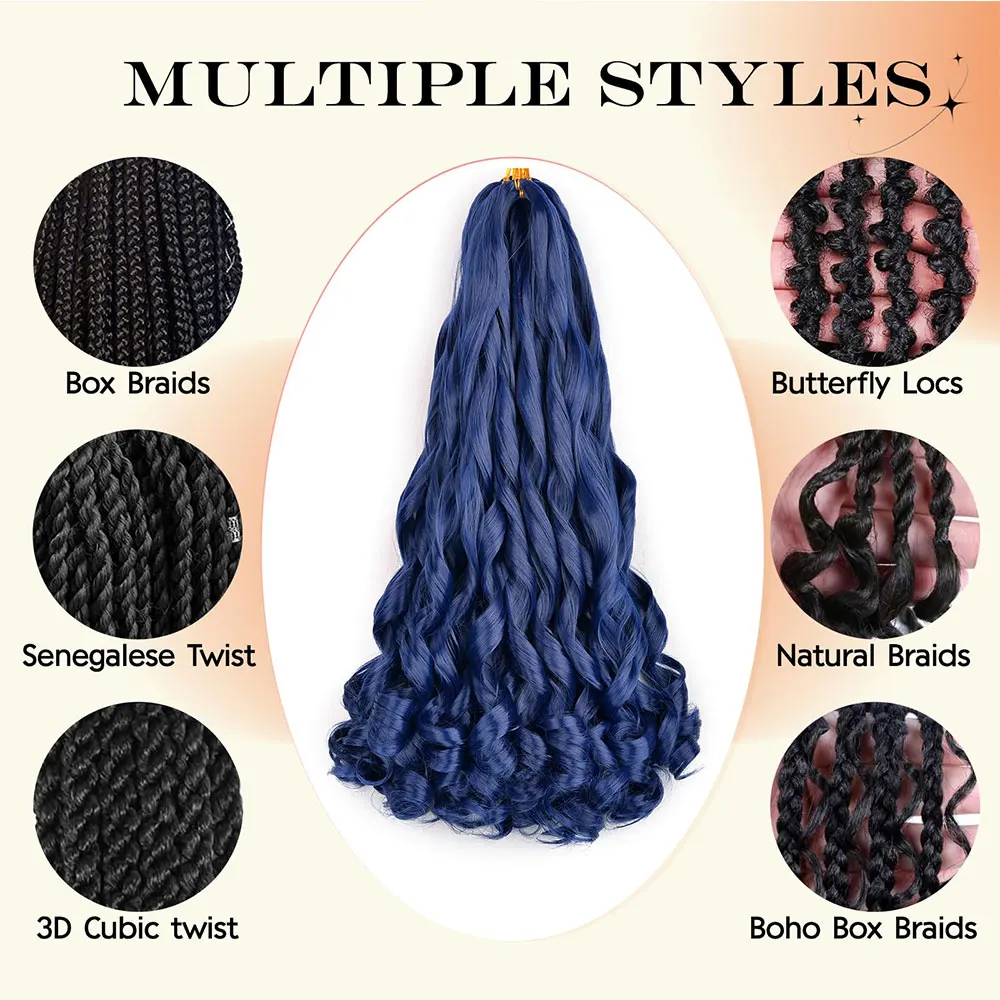 الفرنسية مجعد تجديل الشعر 22 بوصة الاصطناعية مجعد تجديل الشعر قبل امتدت فضفاض متموج الضفيرة تجديل وصلات شعر للنساء #5