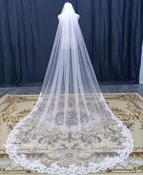 White ivory bride lace veil chapel wedding accessories metal comb dress accessories selfie veil photo