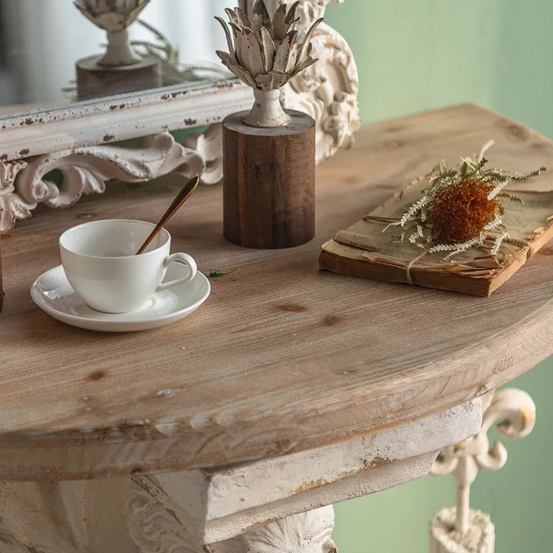 French Sculpture Figure White Corridor Shelf Villa Entrance Door Table Wall Semicircular Log