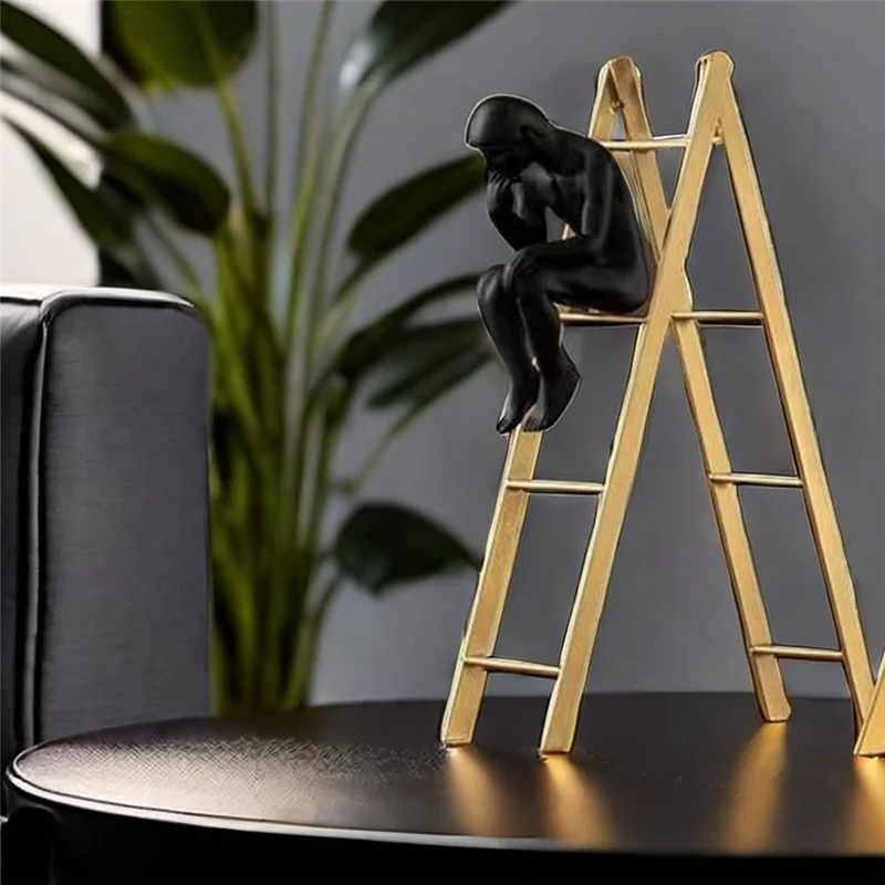 

-AA95 Статуя мыслительного человека, статуи сидящего на лестнице, скульптуры, Коллекционная фигурка, домашний декор, украшение для гостиной