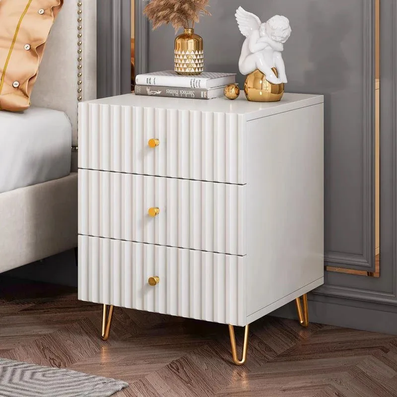 

Light Luxury Bedside Table Modern Minimalist Bedroom Storage Cabinet Multifunctional Night Stands with 3 Drawers 50x40x58CM