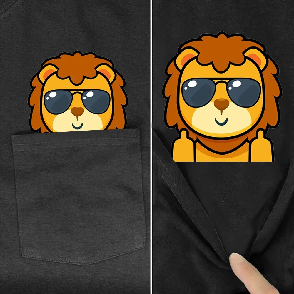 CLOOCL Animal Lion Cotton T-Shirts Cartoon Alpaca Sheep Double Middle Finger Pock Printed T-shirt Men Women Clothing Summer Tees