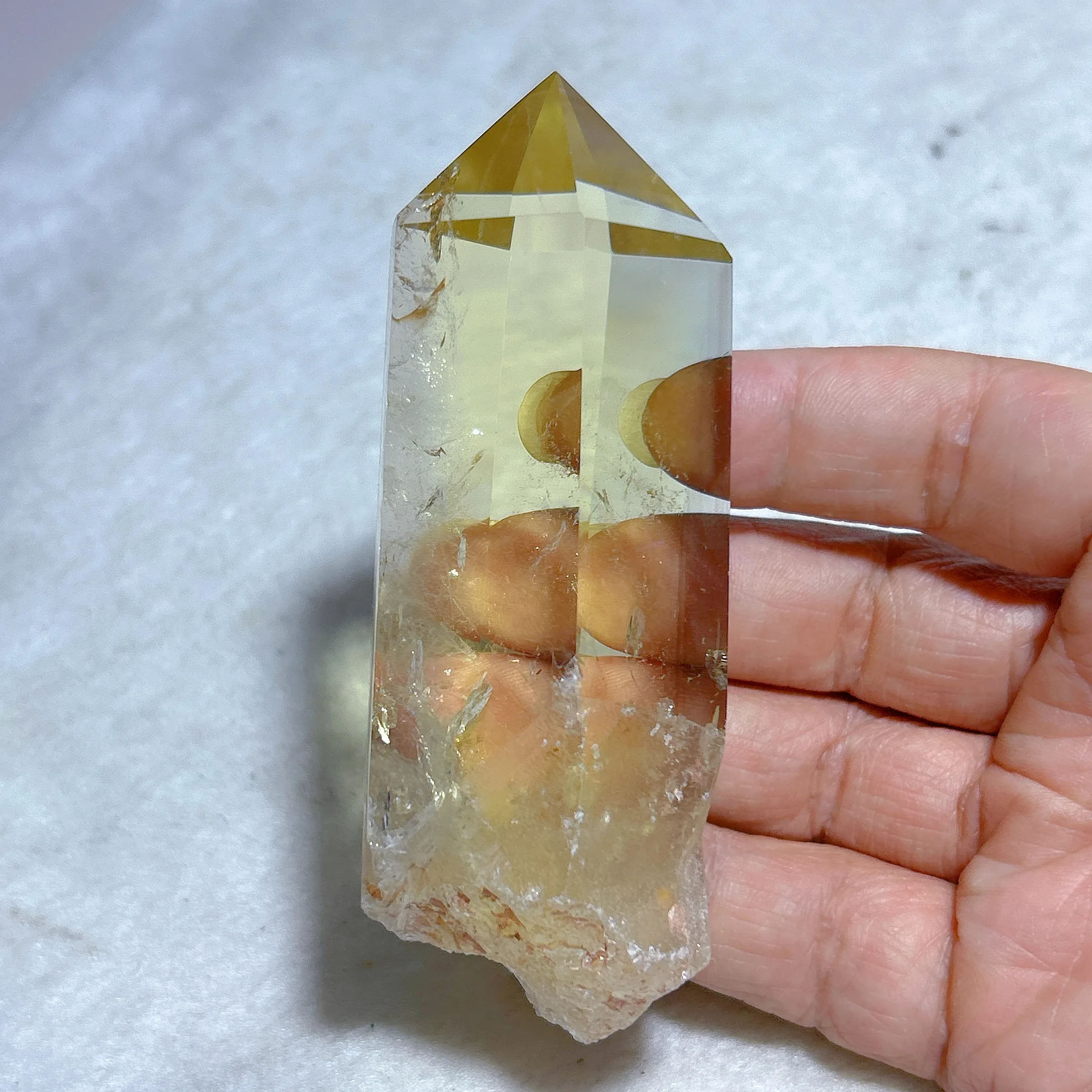 Healing Natural Brazil Crystal Smokey Citrine Quartz Raw Stone Tower Rainbow Gemstone Reiki Energy Home Decorations Gift