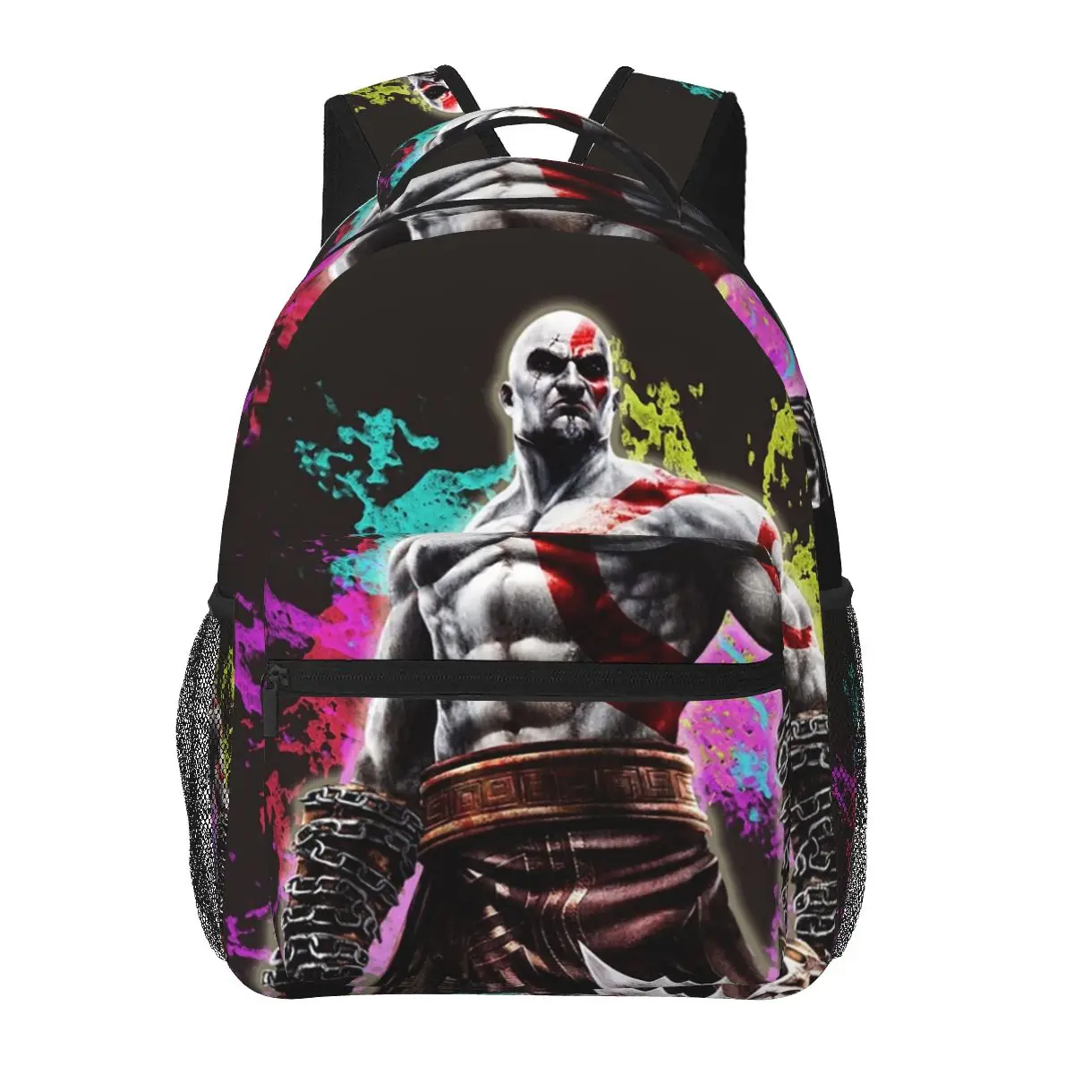 Splatter Kratos Backpacks Boys Girls Bookbag Students School Bags Cartoon Travel Rucksack Shoulder Bag Large Capacity