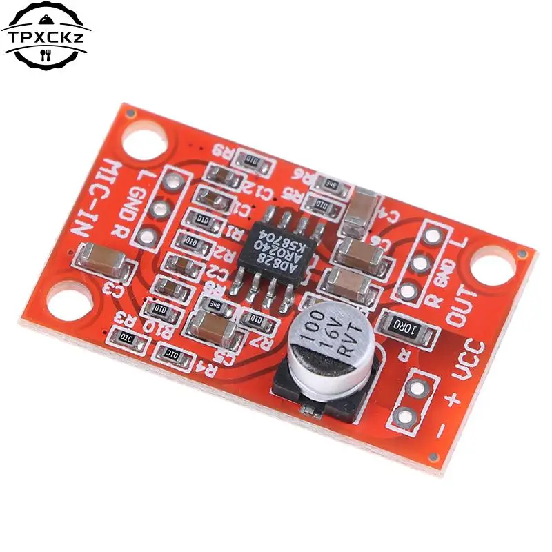 High Quality DC 3.7V-15V 12V AD828 Stereo Dynamic Microphone Preamplifier Board Mic Preamp DC 3.7V-15V 12V