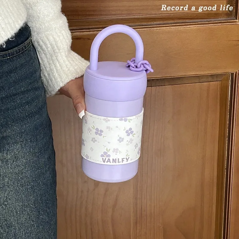 316 Stainless Steel Portable Lock Heart Couple Water Bottle Small Fragrant Wind Thermos  Coffee Cup High Value Accompanying Cups