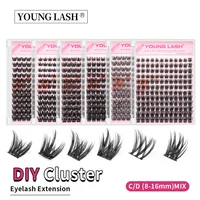 YOUNG LASH DIY Kit de extensiones de pestañas 144 grupos mezcla de pestañas pestañas individuales segmentadas suministros de volumen ruso al por mayor