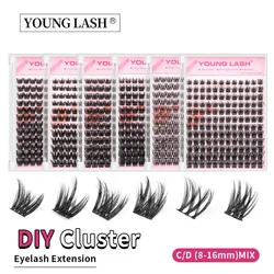 YOUNG LASH-Kit de extensiones de pestañas, 144 grupos, mezcla de pestañas individuales segmentadas, suministros de volumen ruso, venta al por mayor