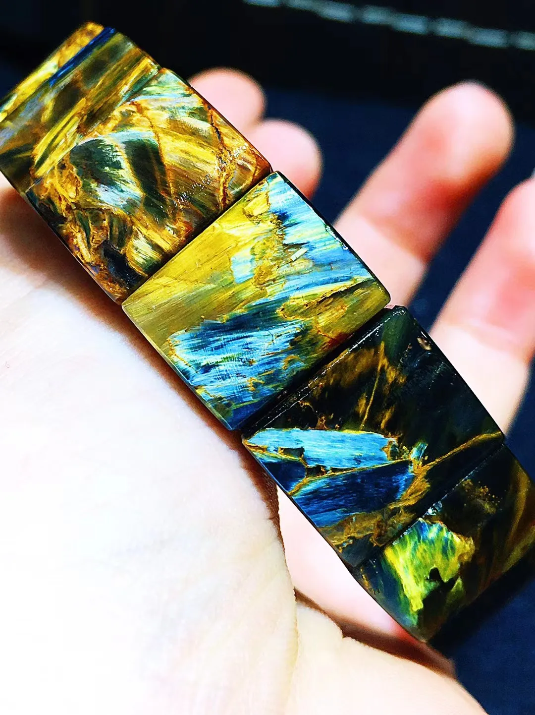 Natural Yellow Pietersite Chatoyant Bracelet Jewelry Bangle 15.8x13.7x6.6m Healing Cat Eye Namibia Women Men AAAAAA