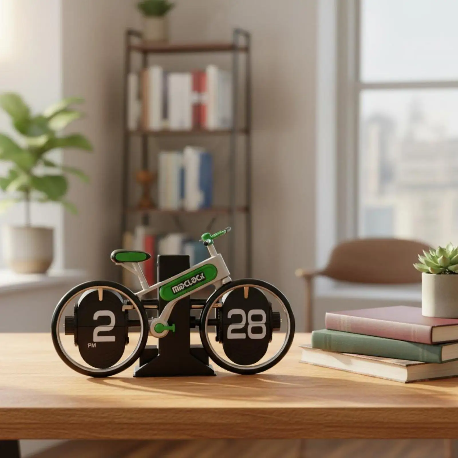 Cycle Flip Timepiece Automatic Page Turning Bike Shaped Desk Timepiece