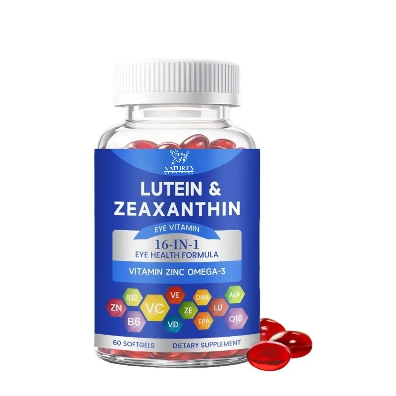 16-in-1 Lutein Zeaxanthin Eye Support with Omega-3 60 Softgels for Vision & Eye Health Supplement Non-GMO for Adult