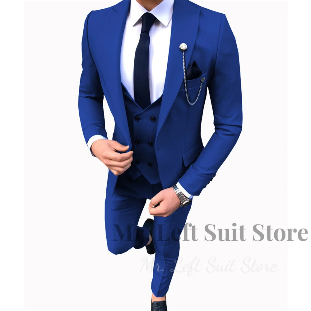 

Men’s 3 Piece Suits Groom Slim Fit Wedding Prom Tuxedo Business Formal Suit Male (Blazer+vest+Pants) Customizable