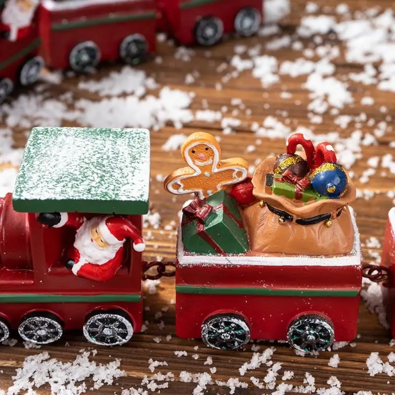 راتنج عيد الميلاد قطار زخرفة سانتا شخصية هدايا الشتاء ميزات مصنوعة يدويًا على رف المكتب المنزلي زخرفة P9YB #3