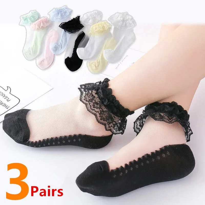 New Summer Baby Girls Kids Mesh Socks Fashion Lace Ruffle Frilly Ankle Short Sock Breathable Princess Children Girl Dance Socken