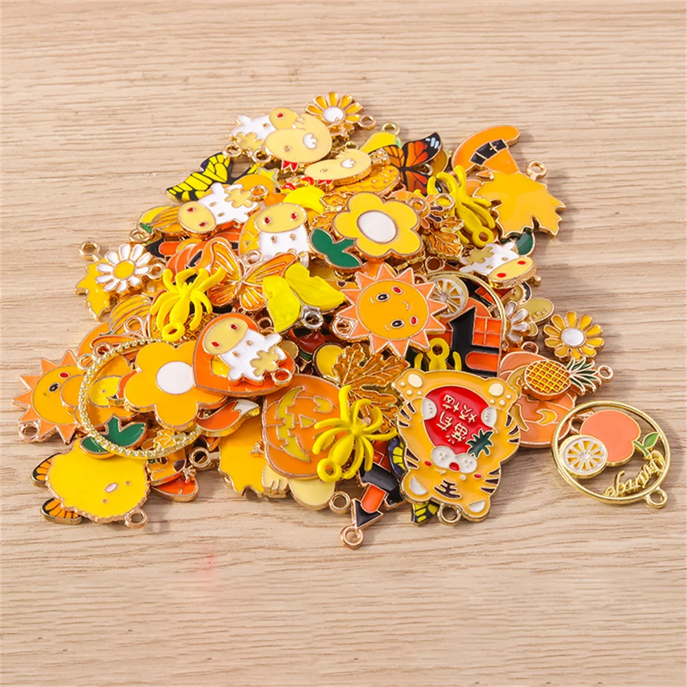 Tusember Mix Styles 10pcs Jewelry Making Charms Golden Enamel Plated Pendant For DIY Jewelry Making Handmade Jewelry Accessories