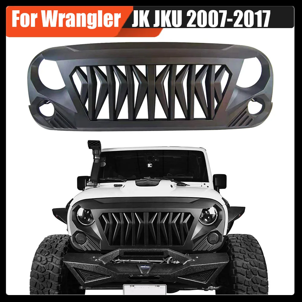 

ABS Racing Grill Radiator Grille Front Bumper Mesh Grills Cover With Amber LED Lights Accessories For Wrangler JK JKU 2007-2017