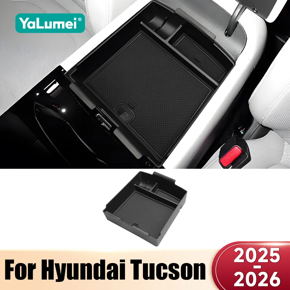 ABS Armlehnen-Konsolen-Organizer für Hyundai Tucson NX4 2025-2026 (nur für Schaltgetriebe) – Geteilte Aufbewahrungsbox mit rutschfester Einlage
