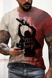 Halloween Men's T-shirt 3D blood print top new Men's Clothing summer men's T-shirt fashion short sleeve oversized men's wear