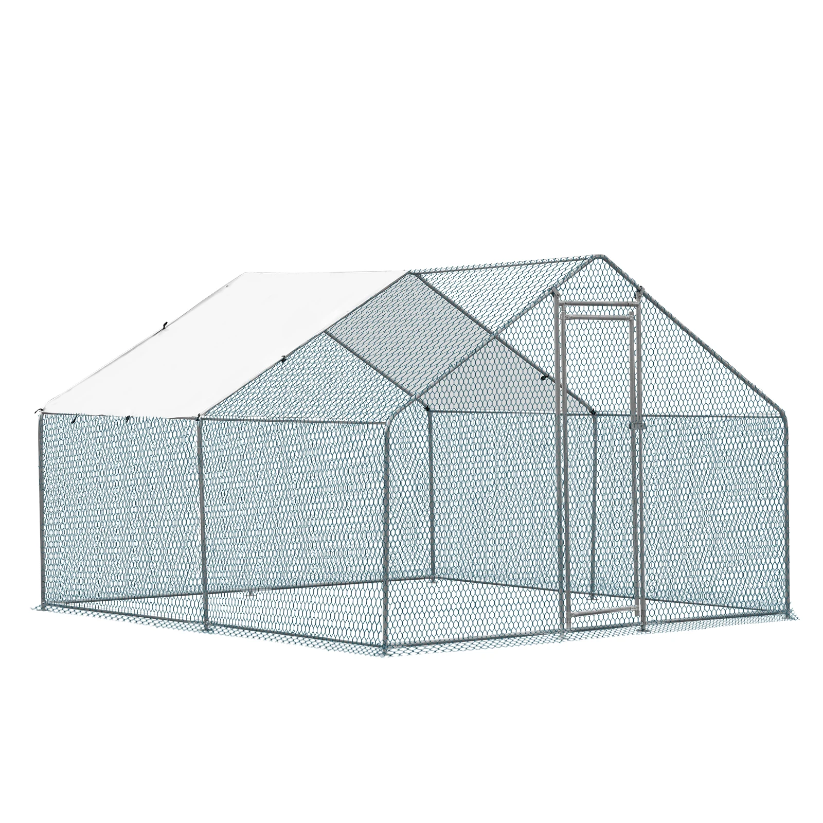 

10 x 10 ft Large Metal Chicken Coop, Walk-in Poultry Cage Chicken Hen Run House with Waterproof Cover,Rabbits Cats Dogs Farm Pen