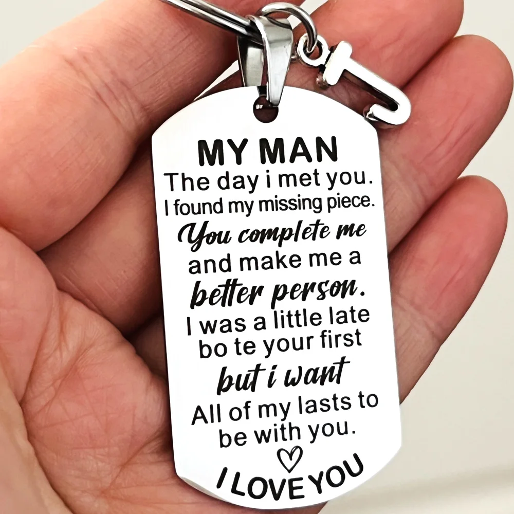 Valentine Day for Him Men Husband To My Man Keychain Gift for Hubby Boyfriend Birthday Christmas Fiance Groom From Girlfriend