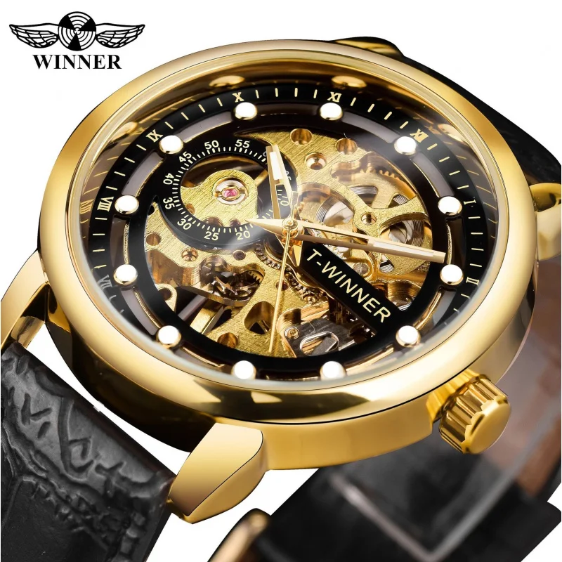 

Official brand of free shippingLeisure Men's Mechanical Watch Hollow Sheet Plate Men's Watch Luminous New Product