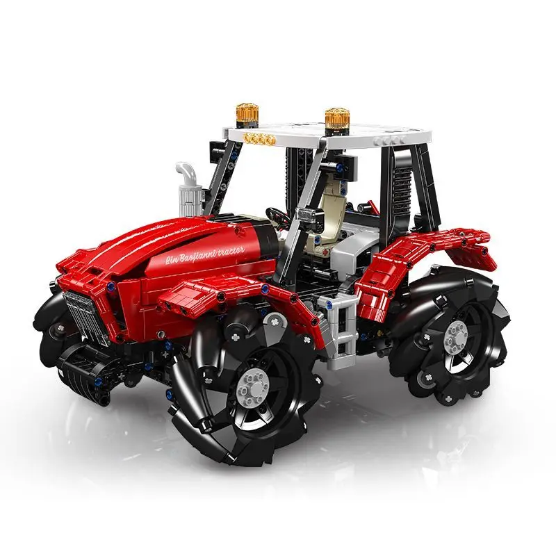 

MouldKing 18037 Wheeled Tractor Building Block Kits, 360° Fully Movable Red Farm Tractor with Remote Control,Gift for Kid Age 8+