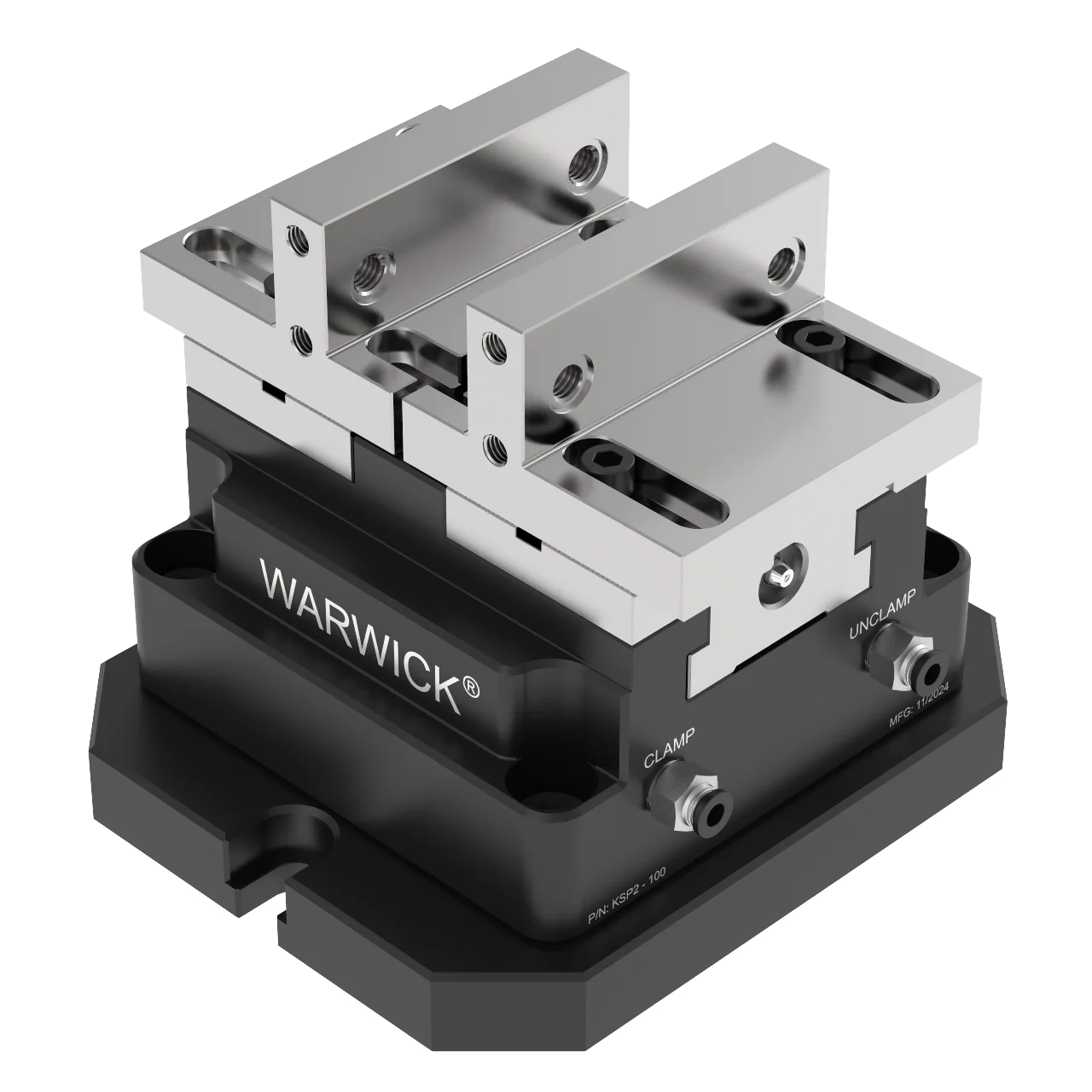 WARWICK KSP-100+YZL-100 Pneumatic Concentric Vise Clamping Force Block Self Cetentering Vise for Cnc Automation with Robot Cobot 5